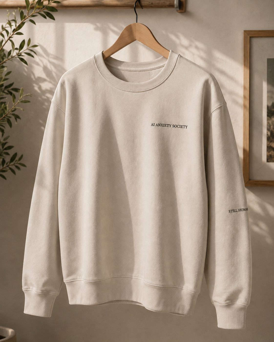 Still Human AI Anxiety Crewneck Sweatshirt by AI Anxiety Society on Hanger